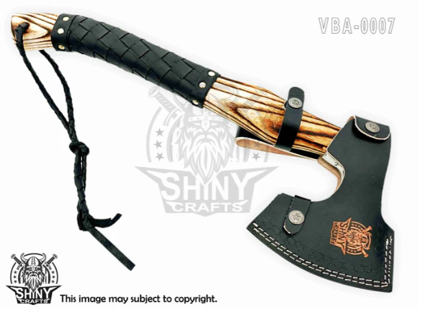Custom Handmade Valknut Viking Axe,Valentine's Day Gift, Birthday Gift for him, Leather Wrapped Handle and Leather Sheath (VBA-07)