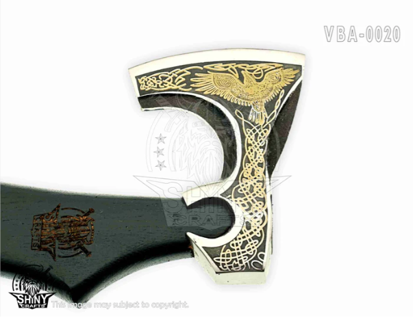 19" Axes Handmade Viking Axe Hatchet Norse Battle Axe-Carbon Steel Head and Golden Flying Eagle Design, Ash Wood Handle Viking Gifts for Men with Premium Quality Leather Sheath (SCA 20)