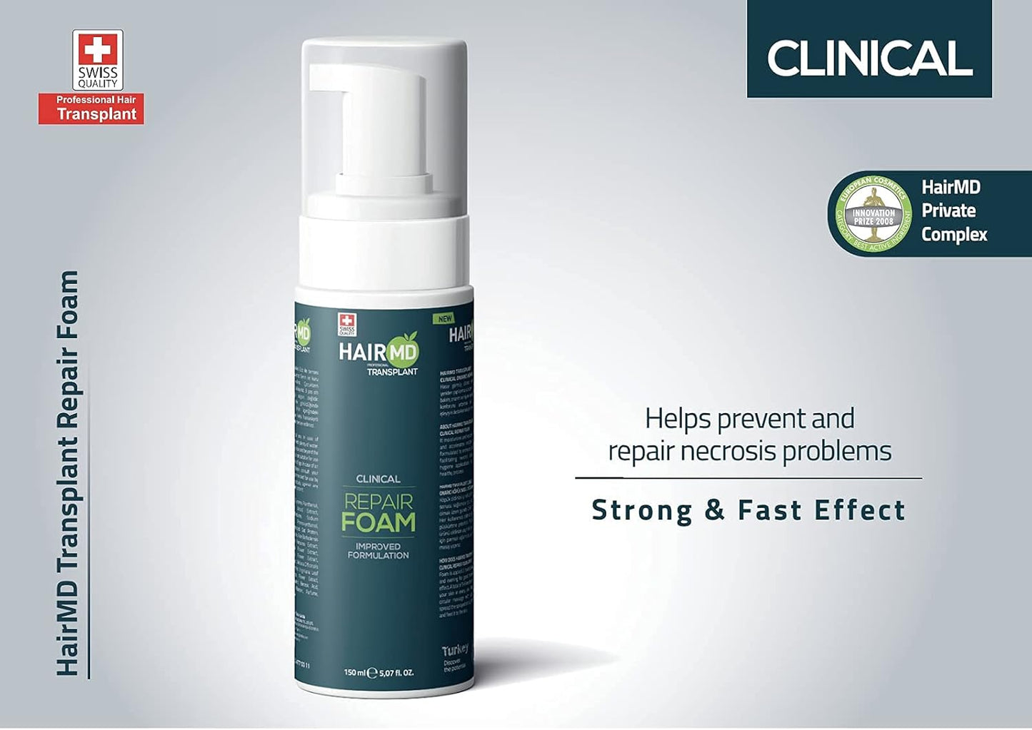 Transplant Clinical Foam - 150ml Men's Hair Growth Formula - Nourishes and Repairs Post-Transplant Scalp - Gentle Cleansing for Sensitive Skin