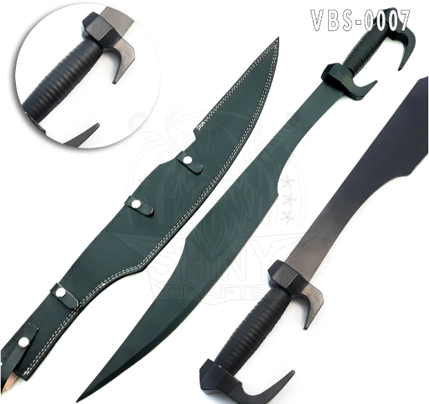 Handmade 300 Spartan Warrior Replica Sword, Film Replica Sword, Carbon Steel 30 inches, King Leonidas Sword with Premium Leather Wrapped Handle and Sheath (VBS-0007)