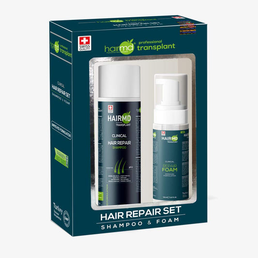 Transplant Hair Regrowth Set - 250ml Regenerating Shampoo, 150ml Repair Foam with Biotin, Keratin, Saw Palmetto for All Hair Types