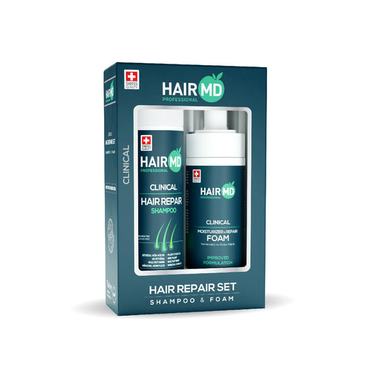 Transplant Hair Repair Set (100 ml Shampoo + 100 ml Moisturizing Foam), Rich in Biotin, Keratin, Saw Palmetto - for All Hair Types