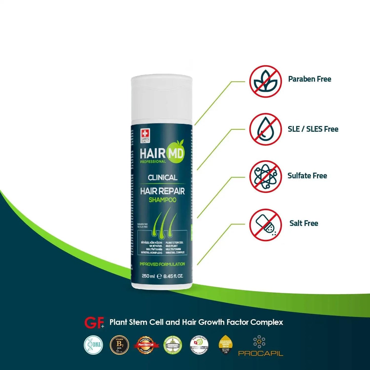 Transplant Clinical Repair Shampoo, 100ml Biotin Shampoo for Hair Growth Protects Post-Transplant Scalp - Reduces Itching and Redness - Prevents Hair Loss