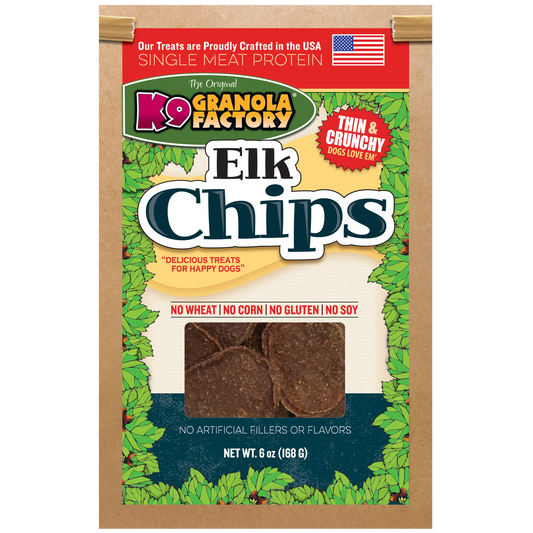 Chip Collection, Single Meat Protein Elk Chips for Dogs 5 oz