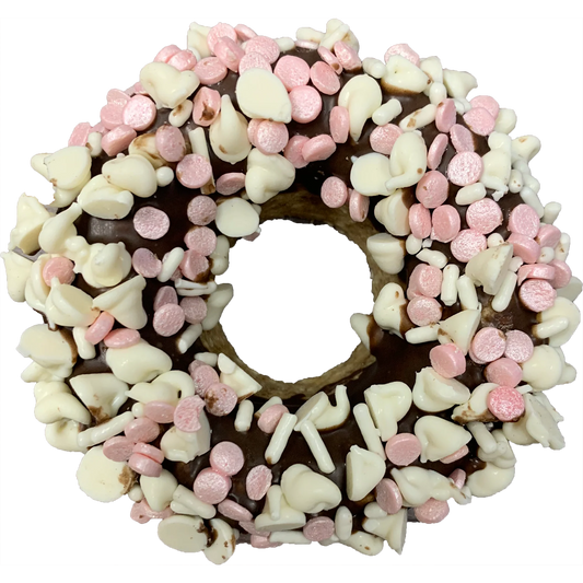 Gourmet Donut, Carob Covered Strawberry Donut Dog Treat