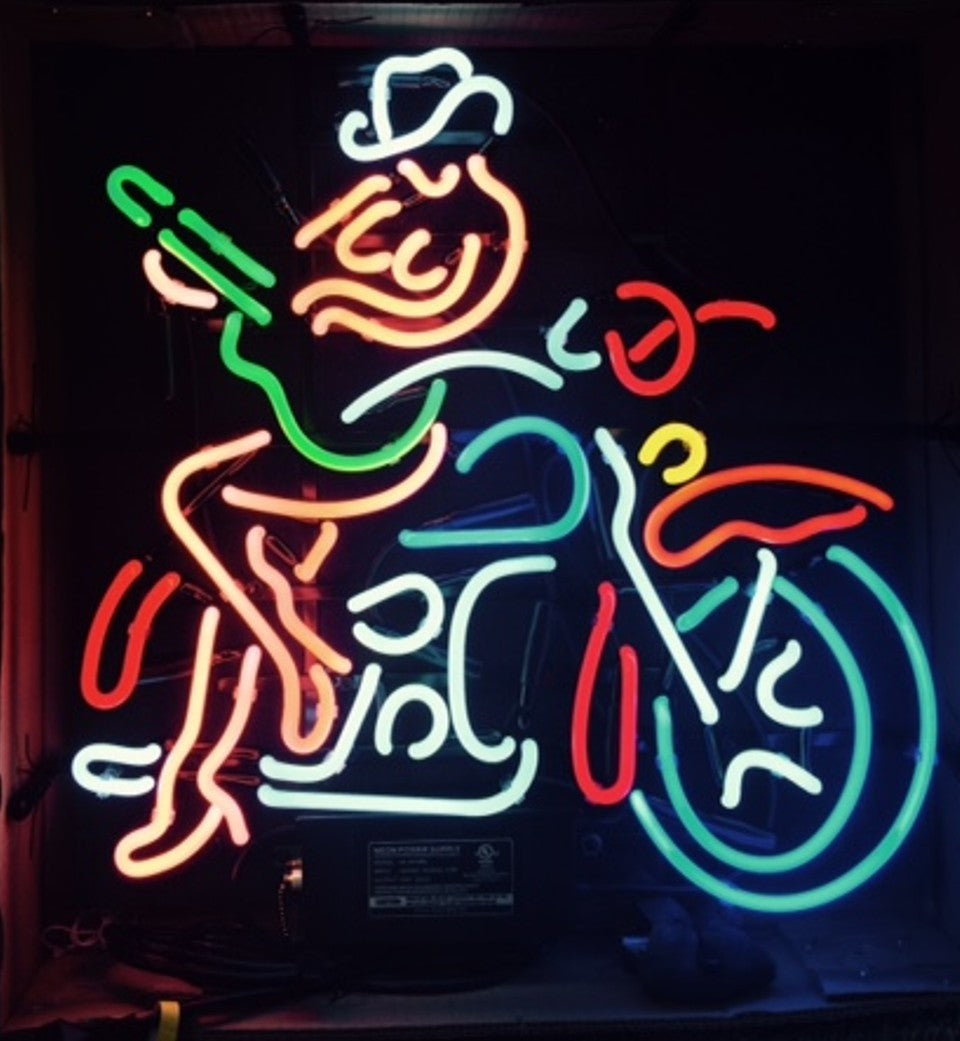 Cowgirl Motorcycle Neon Bar Sign