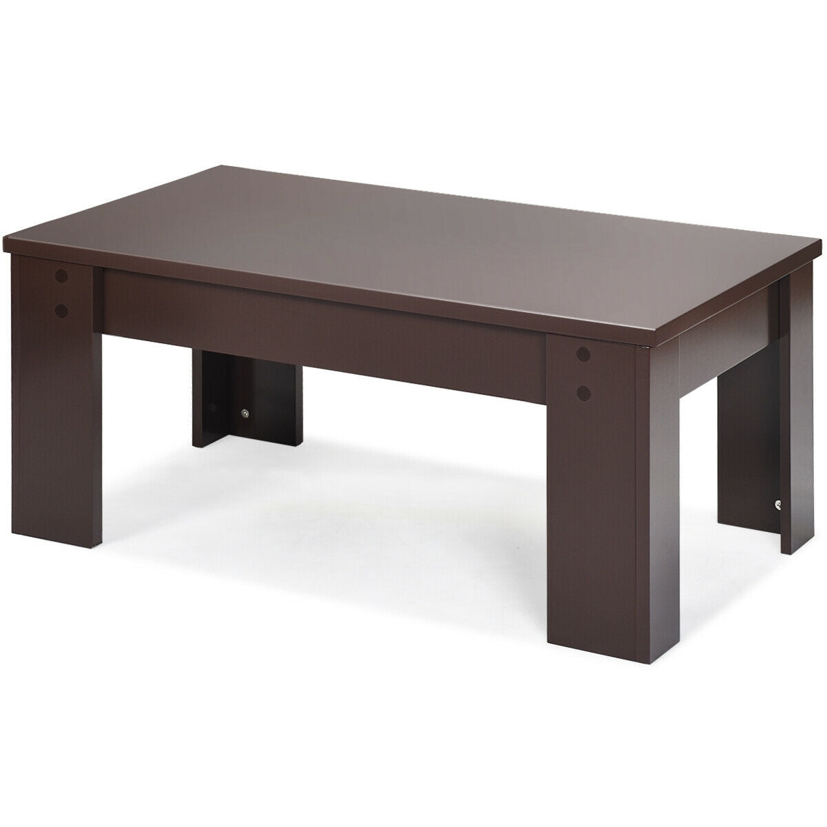 Lift Top Coffee Pop-UP Cocktail Table-Brown - Color: Brown