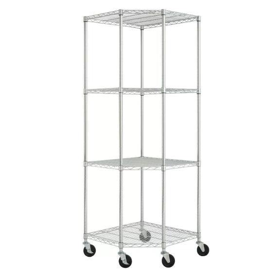 Heavy Duty 4-Tier Corner Storage Rack Shelving Unit with Casters